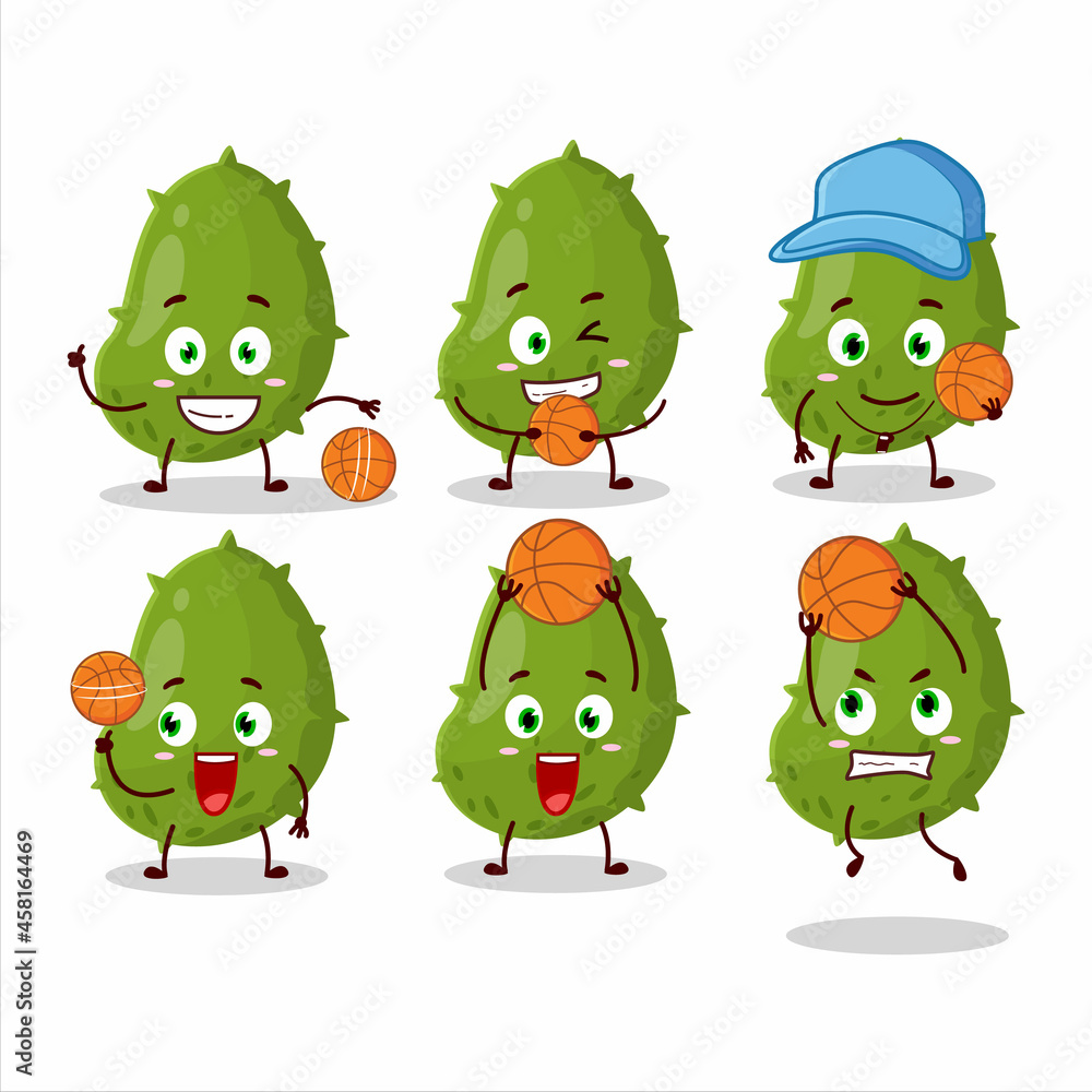 Obraz premium Talented virus desease cartoon character as a basketball athlete