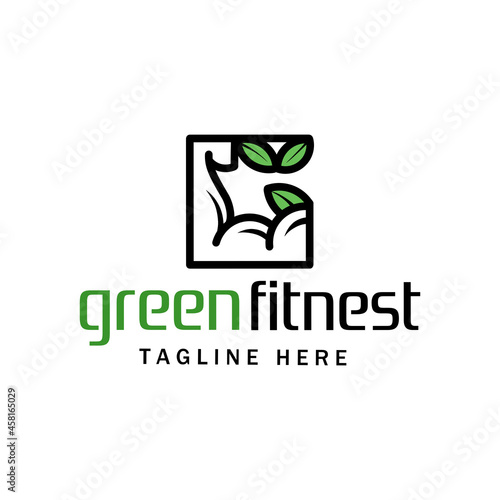  fitnes  logo template, green fitness body building logo
