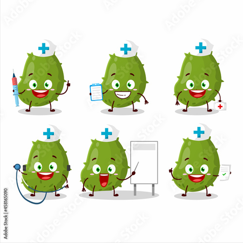 Doctor profession emoticon with virus desease cartoon character