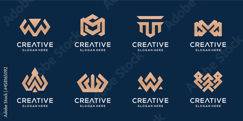 Set of letter W luxury logo design