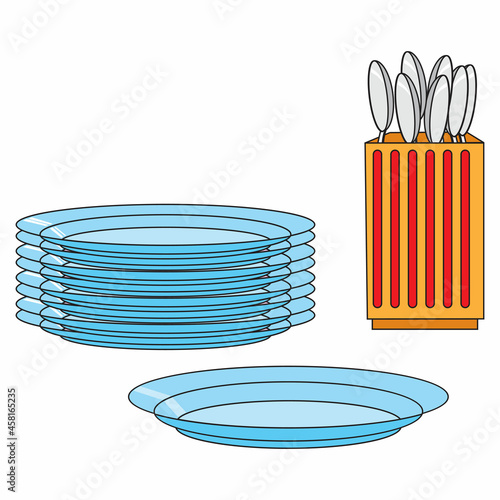 spoon and plate vector illustration