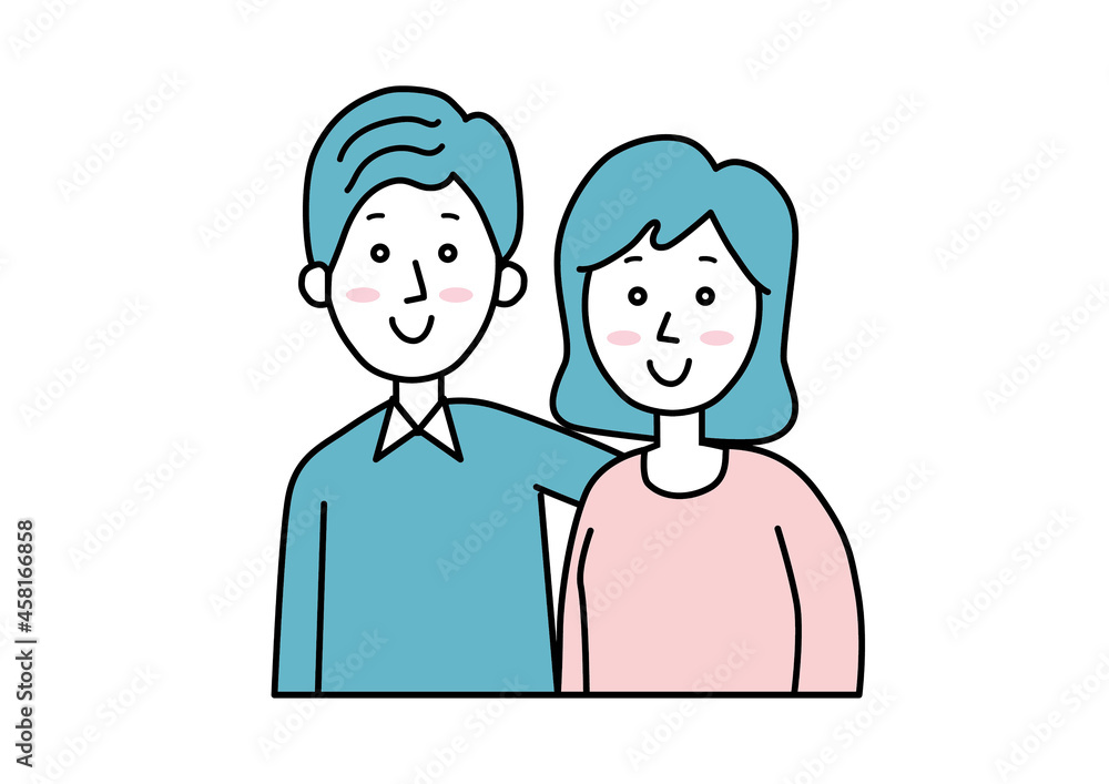 パートナーの背中をやさしくささえる仲良し夫婦