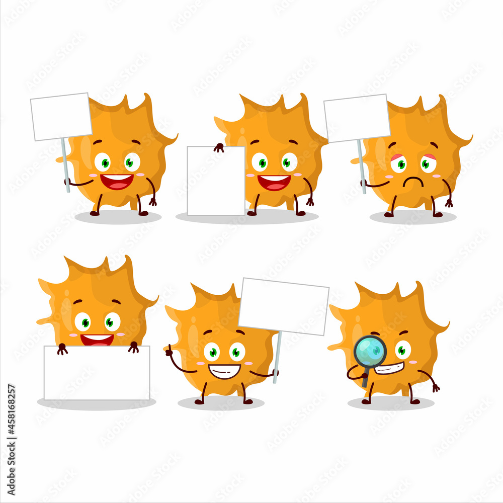 Virus germ cartoon character bring information board