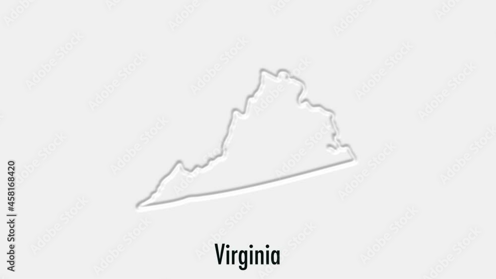 Abstract line animation Virginia State of USA on hexagon style ...