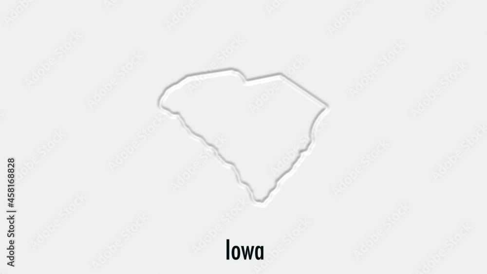 Abstract line animation Iowa State of USA on hexagon style. Iowa state ...