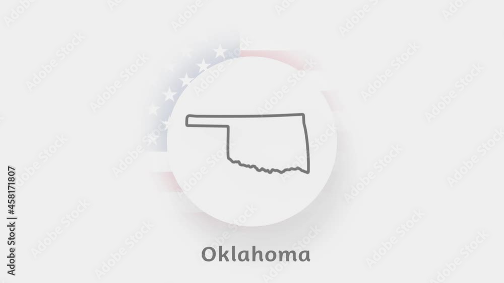 Oklahoma State of USA. Animated map of USA showing the state of Oklahoma. United States of America. Neumorphism minimal style Oklahoma State of USA. Animated map of USA showing the state of Oklahoma. United States of America. Neumorphism minimal style