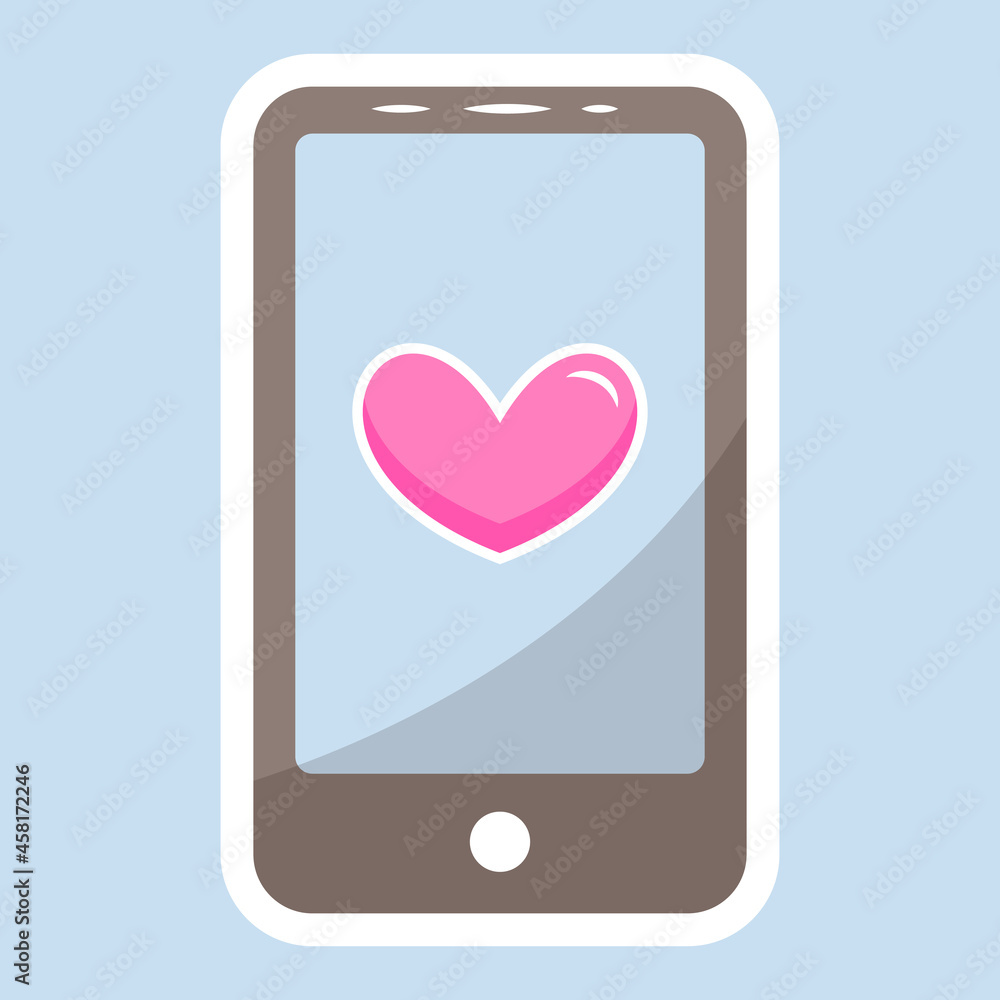 phone with heart sticker isolated. Vector illustration phone with heart sticker isolated. Vector illustration