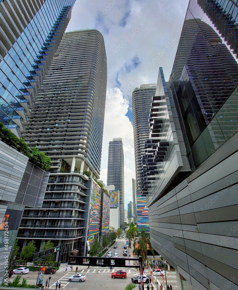 Fototapeta premium view of street from Brickell City Centre in Miami Florida