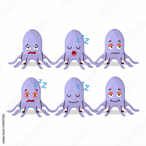 Cartoon character of virus kidney failure with sleepy expression