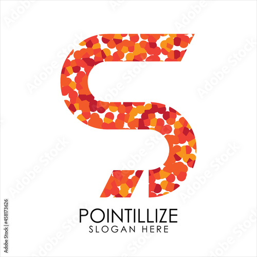 Letter S logo design in pointillize effect. Branding letter logo in white background.