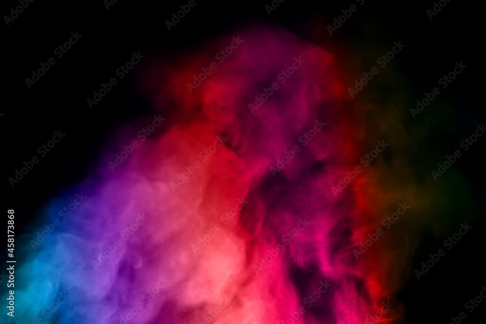 colorful smoke steam isolated black background	