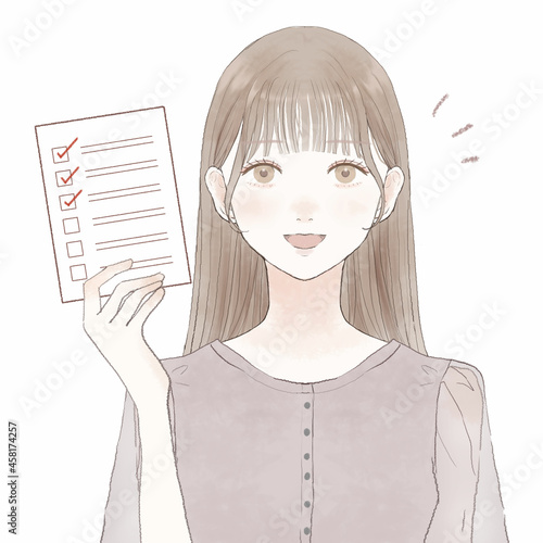 チェックリストを持つ女性