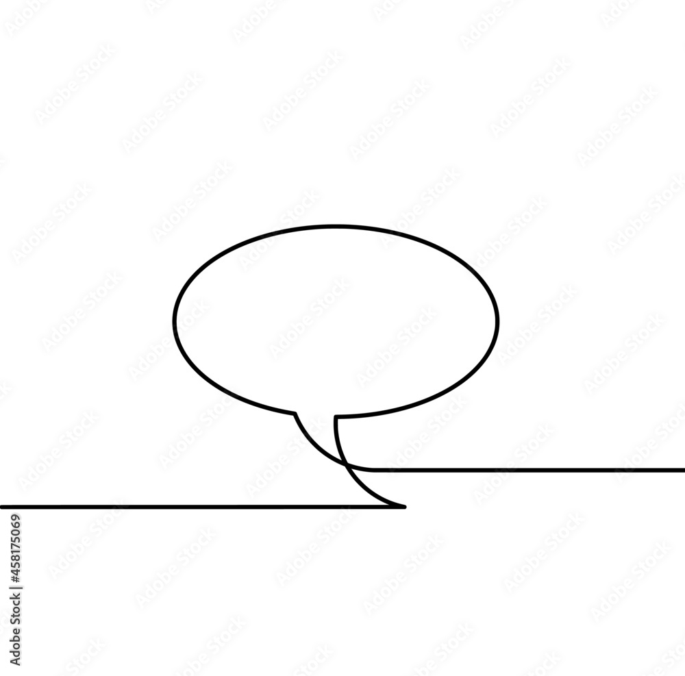 Abstract oval speech bubble as line drawing on white as background. Vector Abstract oval speech bubble as line drawing on white as background. Vector