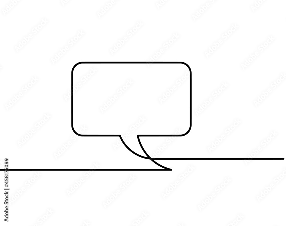 Fototapeta premium Abstract oval speech bubble as line drawing on white as background. Vector