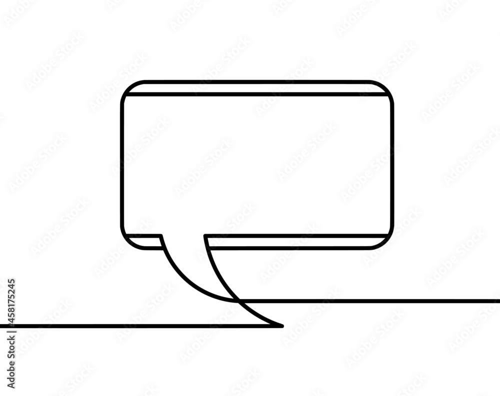 Naklejka premium Abstract oval speech bubble as line drawing on white as background. Vector