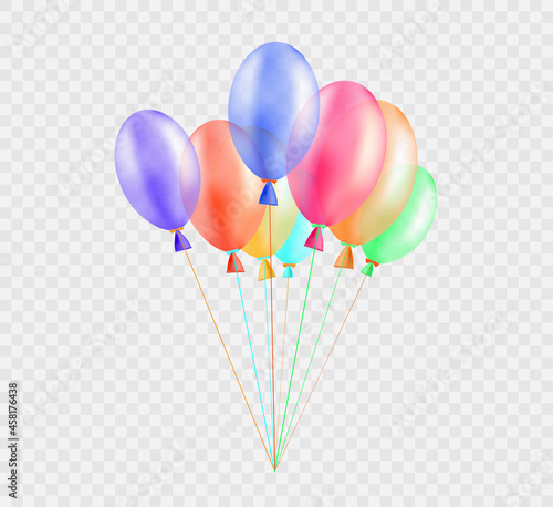 Festive banner with balloons on a transparent background.