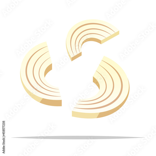 Sliced white onion chunk vector isolated illustration