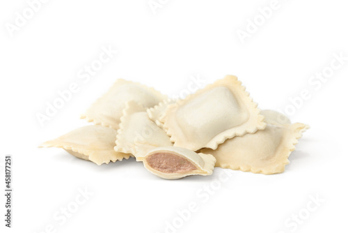 Raw meat dumplings isolated on white background.