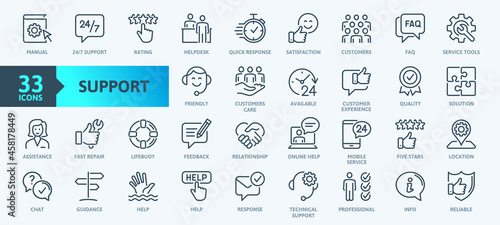 Obraz na plátně Customer Service and Support - Outline Icon Collection