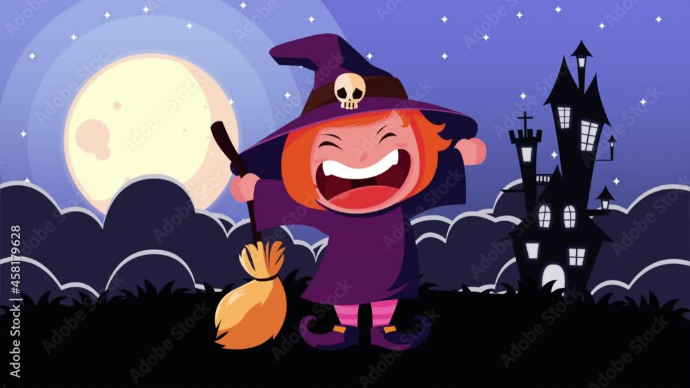 cute child disguised as witch in cemetery cute child disguised as witch in cemetery