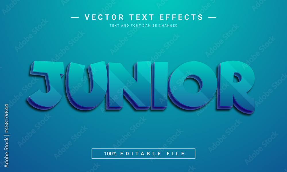Junior 3d Editable text effect template	