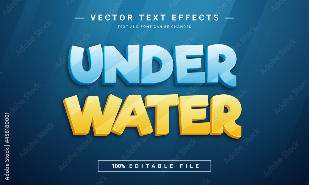 Under water 3d Editable text effect template	