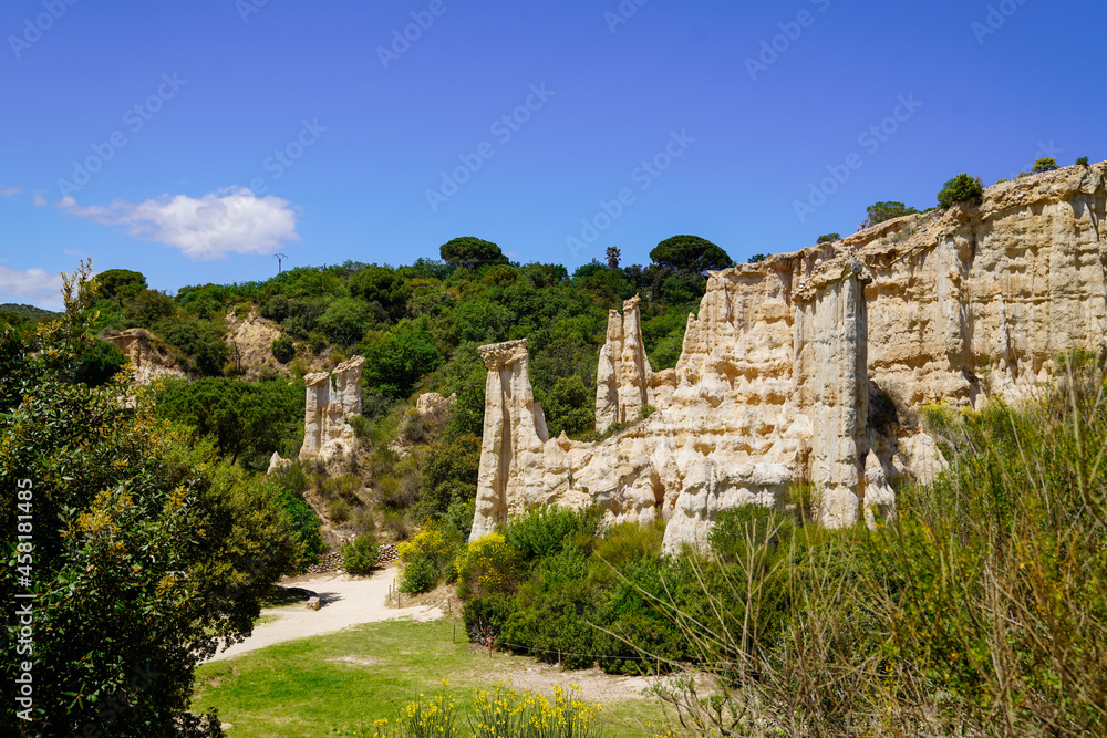 Les orgues d'Ille sur Tet Organs of Ille-sur-Têt fairy stone chimneys located on a geological and tourist site in south france