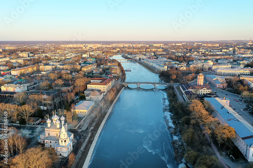 spring top view of vologda landscape, church and cathedral, view in russia orthodoxy architecture © kichigin19