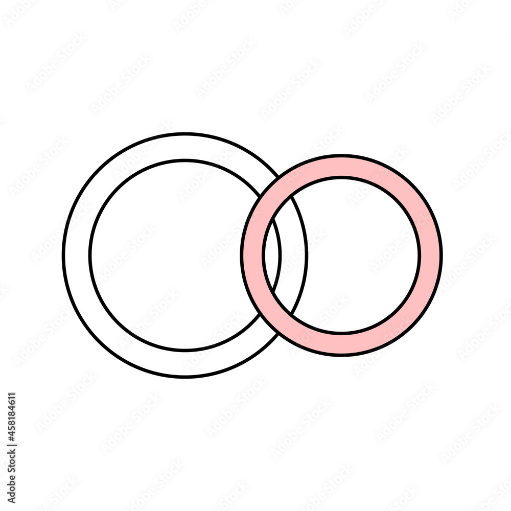 A pair of wedding rings of the bride and groom. Jewelry. simple wedding icon. Doodle vector illustration A pair of wedding rings of the bride and groom. Jewelry. simple wedding icon. Doodle vector illustration