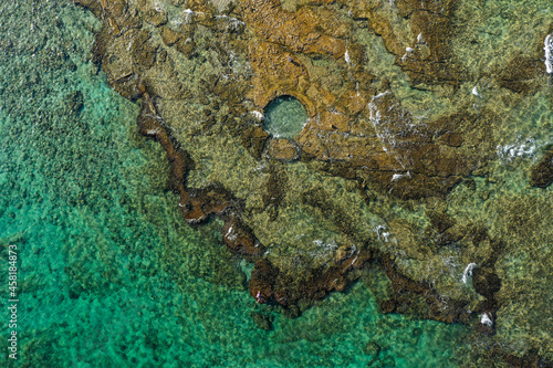 Late Bronze Age natural pool carved in natural rock, Aerial view.
 photo