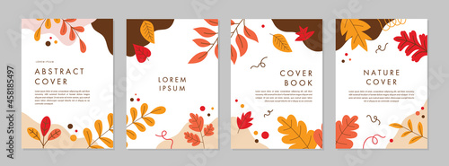 Set of abstract creative artistic templates with autumn or fall season concept. Universal cover Designs for Annual Report, Brochures, Flyers, Presentations, Leaflet, Magazine.