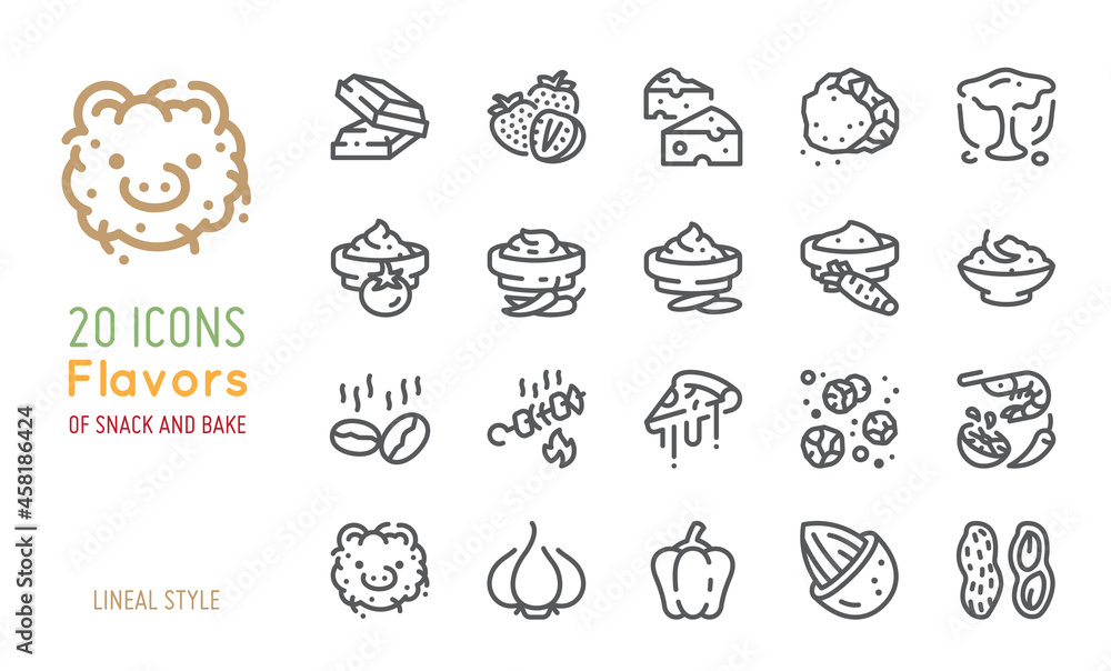 flovors icons for snack and bake vector