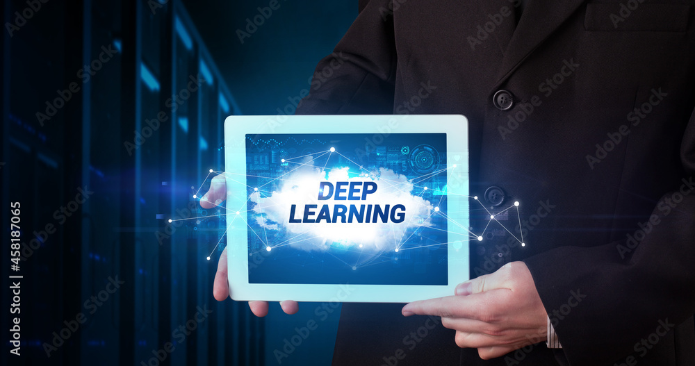 Person holding tablet, technology concept Person holding tablet, technology concept