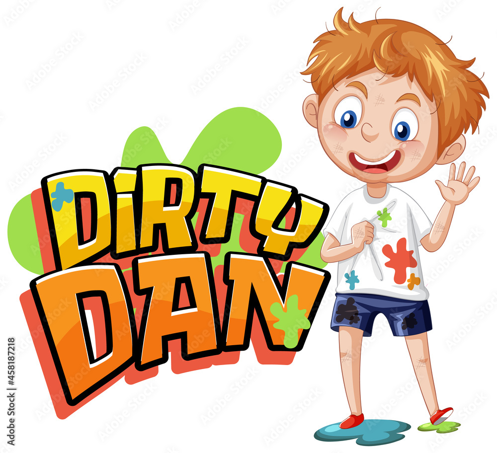 Dirty Dan logo text design with dirty boy Dirty Dan logo text design with dirty boy