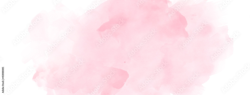 Light pink watercolor brush strokes on white paper banner background - obrazy, fototapety, plakaty 