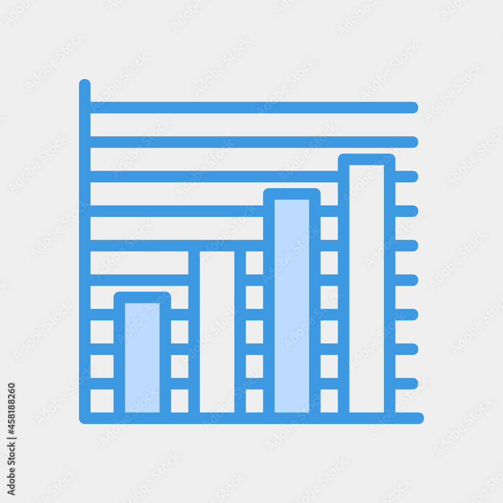 Vector illustration of bar chart icon in blue style for any projects Vector illustration of bar chart icon in blue style for any projects