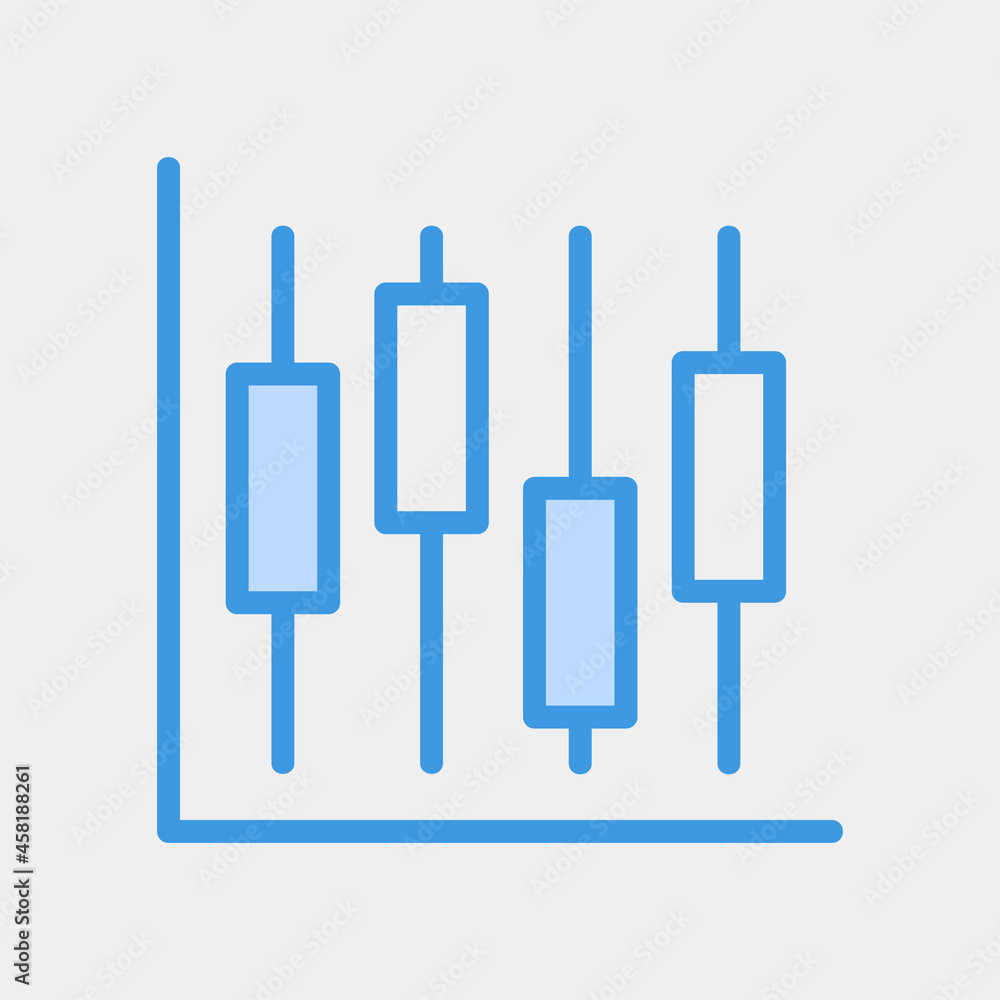 Vector illustration of stats icon in blue style for any projects Vector illustration of stats icon in blue style for any projects