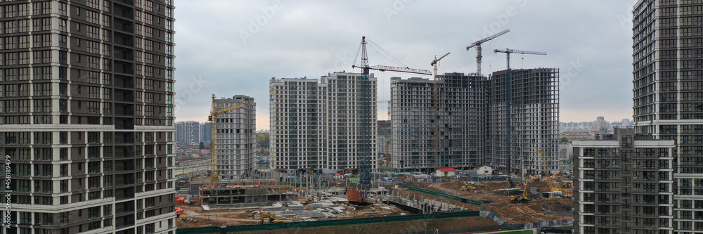 Construction of residential area in city closeup