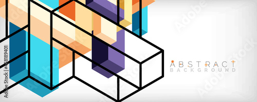 Abstract background. 3d cubes, cubic elements and blocks. Techno or business concept for wallpaper, banner, background, landing page