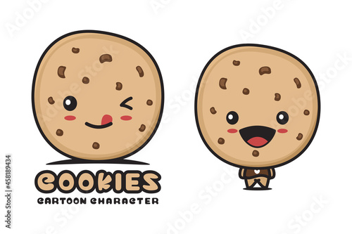 cute cookies mascot, snack cartoon illustration