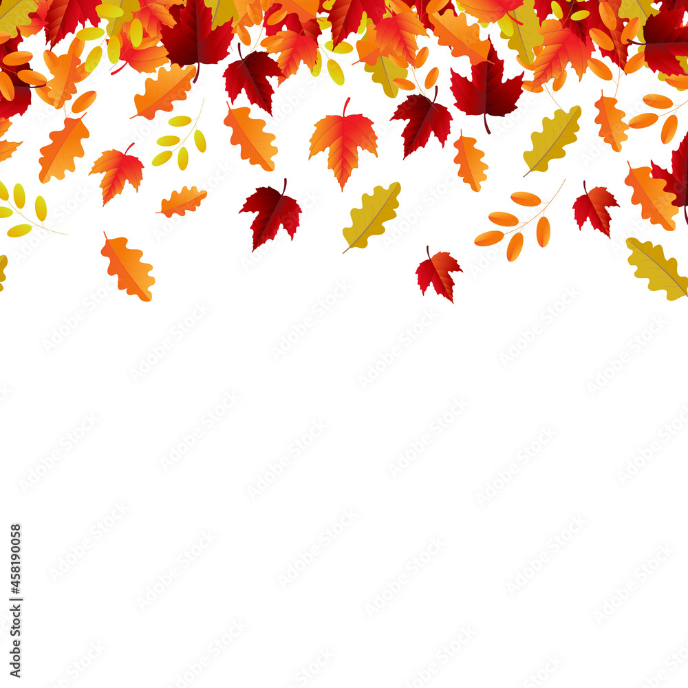 Autumn Border And Autumn Leaves With Gradient Background, Vector Illustration Autumn Border And Autumn Leaves With Gradient Background, Vector Illustration