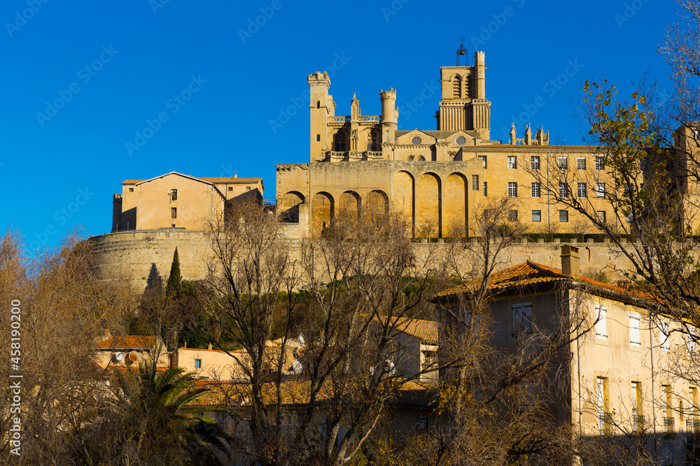 View of Cathedral of Saint Nazaire in Beziers, France