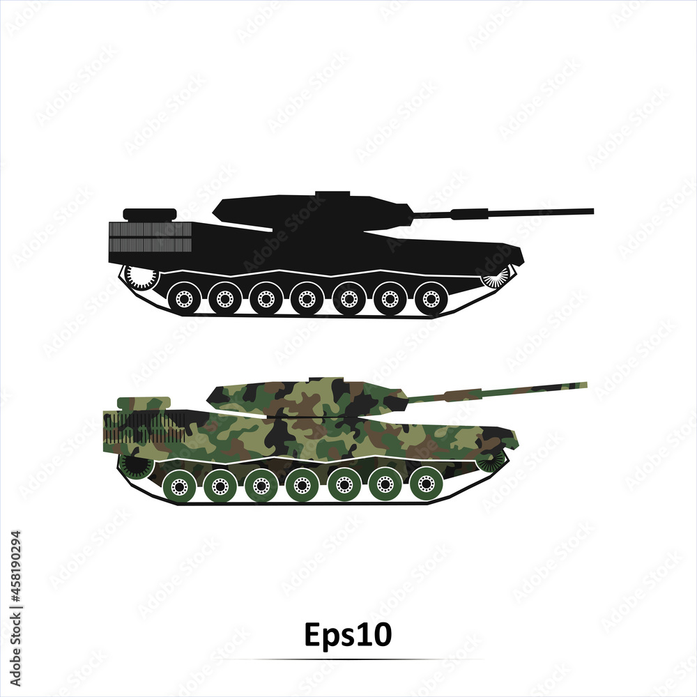 Tank silhouette. Vector illustraation. EPS10 Stock Vector | Adobe Stock