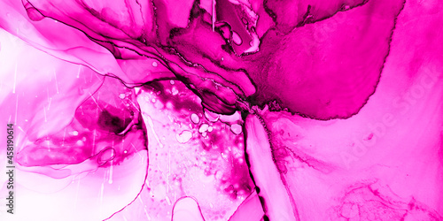 Girlish Alcohol Ink. Rose Image. Magenta