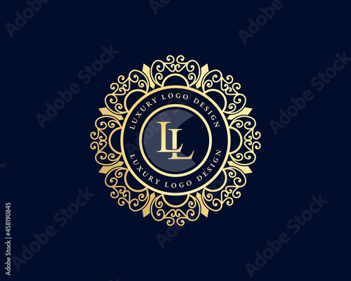 Vintage luxury ornamental logo with floral ornament. Suitable for whiskey, alcohol, beer, brewery, wine, barber shop, coffee shop, tattoo studio, salon, boutique, hotel, shop signage restaurant hotel 