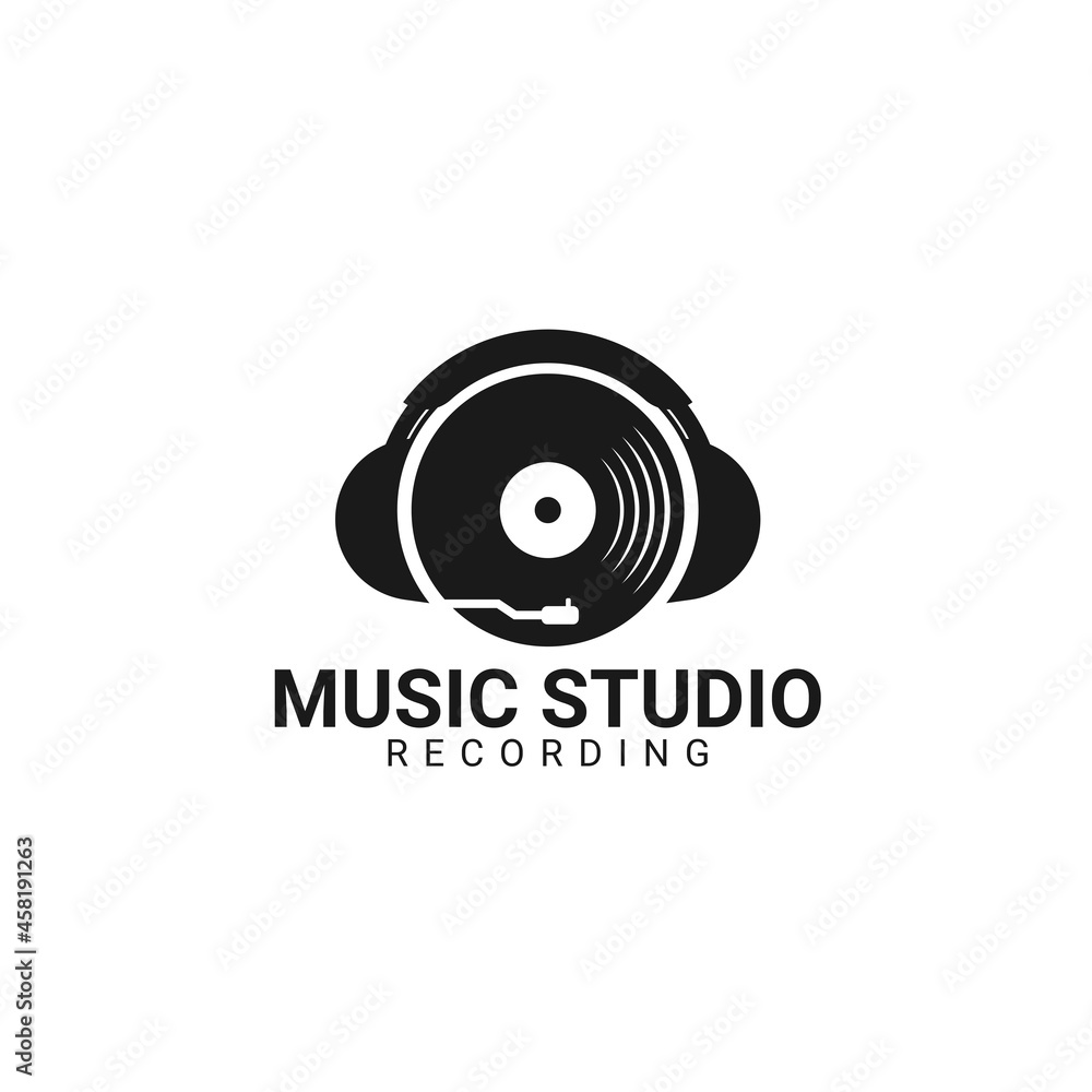 Vinyl record logo template. Vector music icon or emblem. Vinyl record logo template. Vector music icon or emblem.