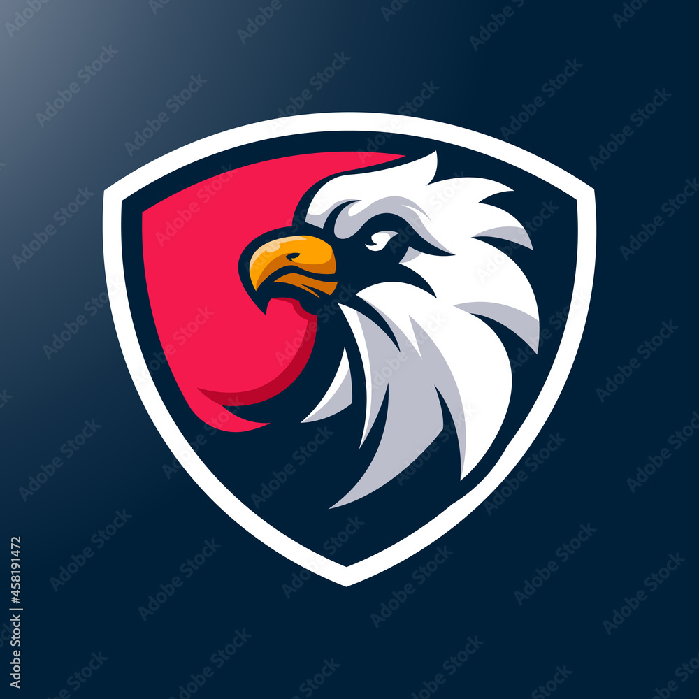 Obraz premium eagle logo design illustration in shield for sports and gaming team