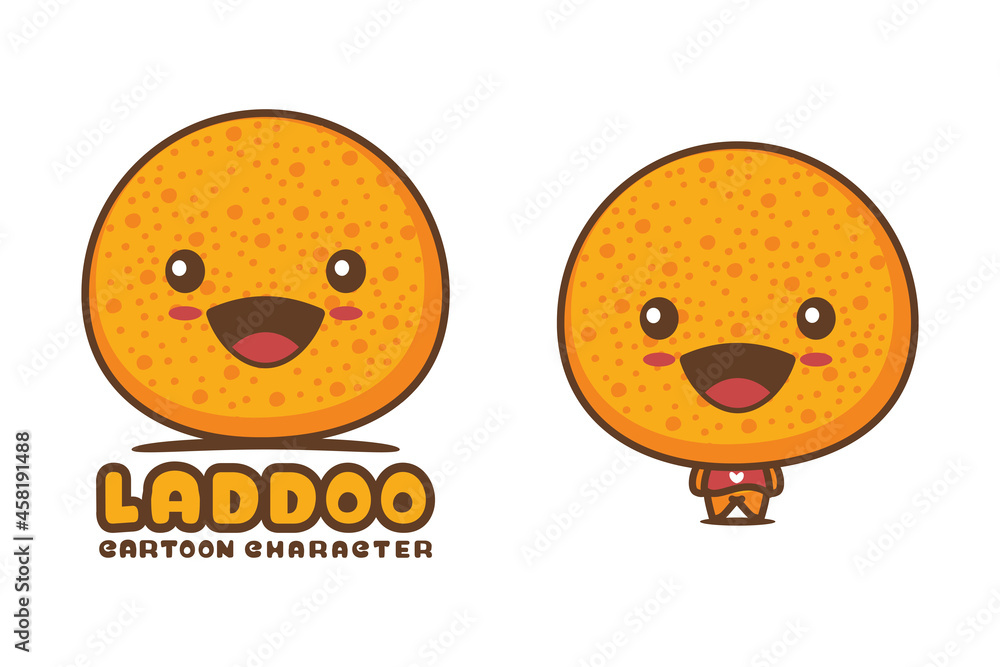 cute laddoo mascot, indian food cartoon illustration cute laddoo mascot, indian food cartoon illustration