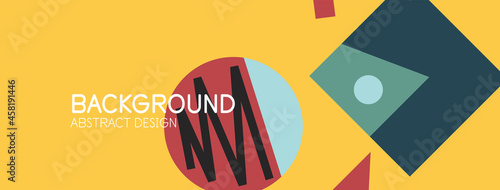 Abstract background. Blocks, lines, triangles, circles composition. Techno or business concept for wallpaper, banner, background, landing page