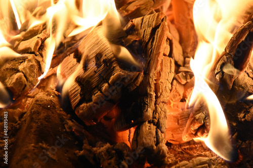 Fire with yellow and orange flames 